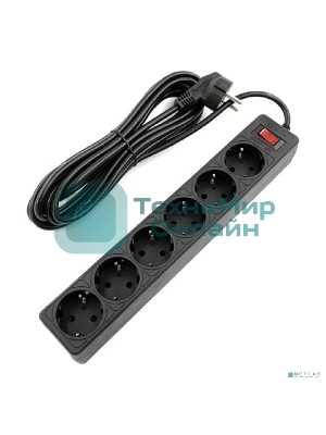 Сетевой фильтр 5bites GARDA SP6B-550 6S/3x0.75 мм2/5 м/черный