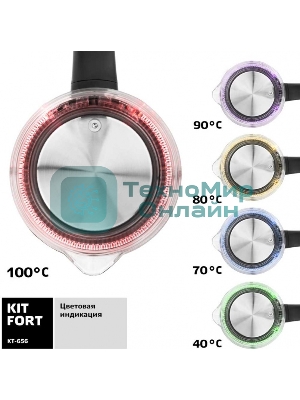 Чайник электрический Kitfort КТ-656 Мощность: 1850–2200 Вт.Ёмкость: 1,5 л