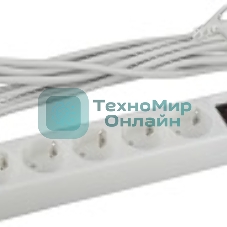 Сетевой фильтр ЭРА USF-5es-3m-W, 3 м, белый