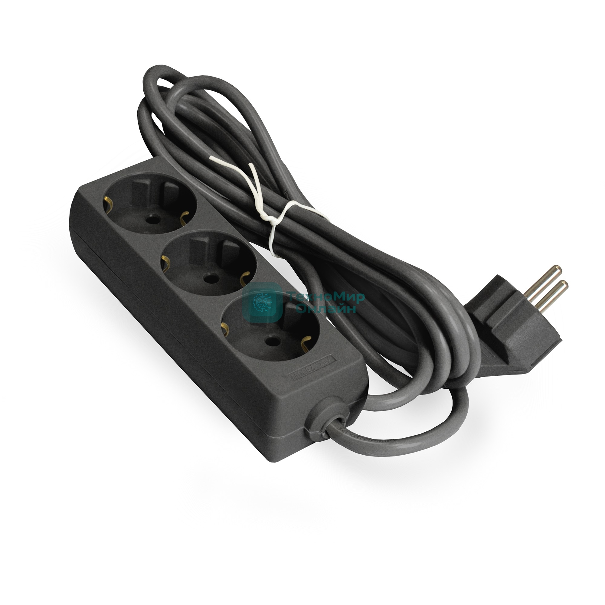 Удлинитель ExeGate ECE-3-5B (EX285807RUS), черный, 5 м, Евровилка с заземлением, 3 евророзетки с заземлением, 2200 Вт