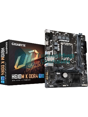 Материнская плата Gigabyte H610M K DDR4 V2.0, LGA 1700, Intel H610, 2xDDR4, 2xSATA, 1xM.2, 1xPCIe 4.0 x16, 1xPCIe x1, 1xHDMI, 1x 1Gb LAN, 2xUSB-A 3.2 Gen 1, 4xUSB-A 2.0, 3x 3.5 мм, 7.1, mATX