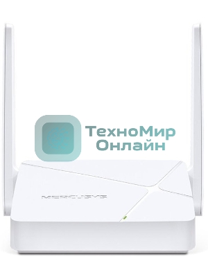 Роутер Mercusys MR20 AC750 Dual-Band Wi-Fi RouterSPEED: 300 Mbps at 2.4 GHz + 433 Mbps at 5 GHzSPEC: 2× Fixed External Antennas, 2× 10/100 Mbps LAN Ports, 1× 10/100 Mbps WAN PortFEATURE: Router/Access Point Mode Mode, WPS/Reset Button, IPTV, IPv6, Parental Controls