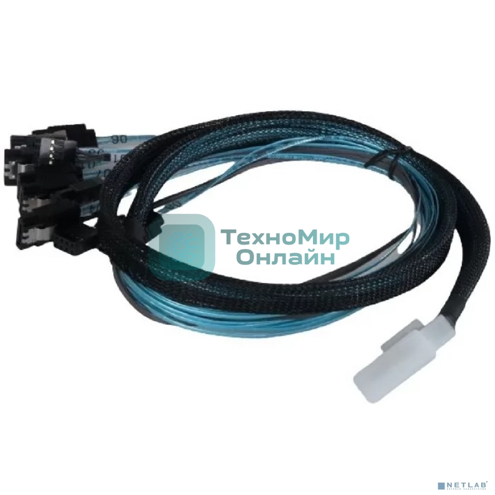 Кабель Procase CBL-SLSAS8-8SATA-10 для подключения корзин, SFF-8654 (Slimline SAS x8) к 8*SATA, 100 cm