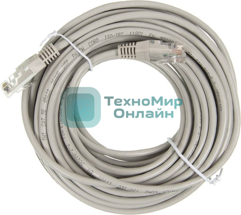 Патч-корд LANMASTER UTP TWT-45-45-10-GY вилка RJ-45-вилка RJ-45 cat.5е 10м серый ПВХ (уп.:1шт)
