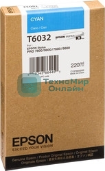 Картридж струйный Epson T6032 (C13T603200) голубой (220 мл) для Stylus 7800, 7880, 9800, 9880