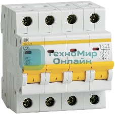 Выключатель автоматический IEK MVA20-4-050-C ВА47-29 4Р 50А 4,5кА х-ка С IEK