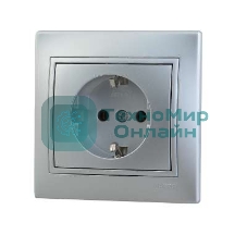 Розетка 1-м СП Мира керам. с заземл. метал. сер. Lezard 701-1010-122