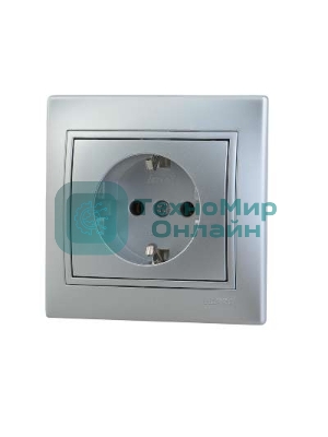 Розетка 1-м СП Мира керам. с заземл. метал. сер. Lezard 701-1010-122
