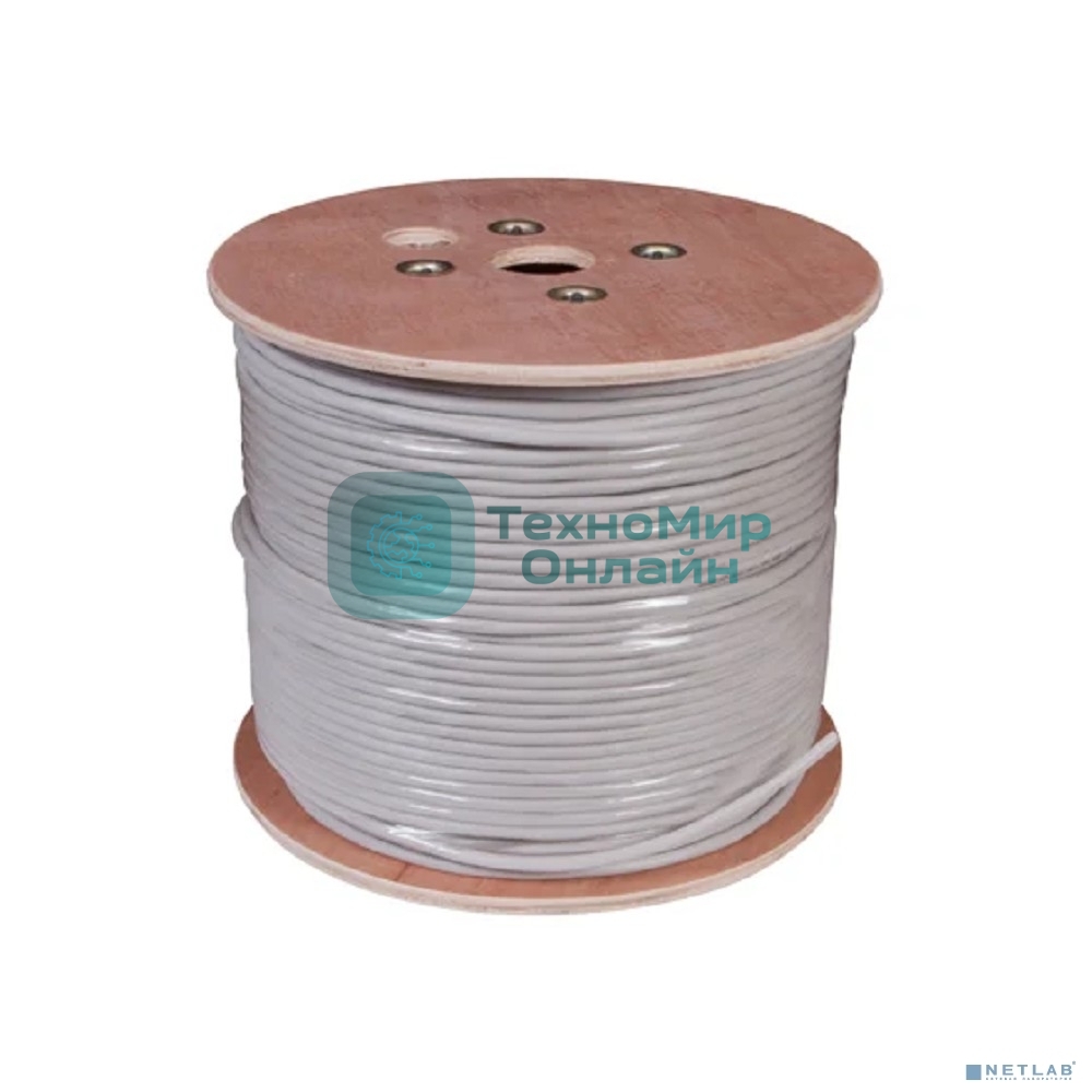 Кабель витая пара Rexant U/UTP, cat.5e, PVC, 10PR, 24AWG, INDOOR, SOLID, серый, 305м