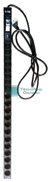 Вертикальный блок розеток, 12xSchuko + 8xC13, 250V, 16A, шнур 3 метра, вилка Schuko