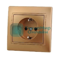 Розетка 1-м СП Мира керам. с заземл. метал. зол. Lezard 701-1313-122