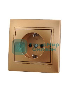 Розетка 1-м СП Мира керам. с заземл. метал. зол. Lezard 701-1313-122