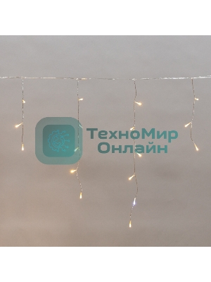 Гирлянда светодиодная Neon-night Айсикл (бахрома) 25х0,6м, c эффектом мерцания, прозрачный провод, IP44, 230В, диоды теплые белые, 588 LED