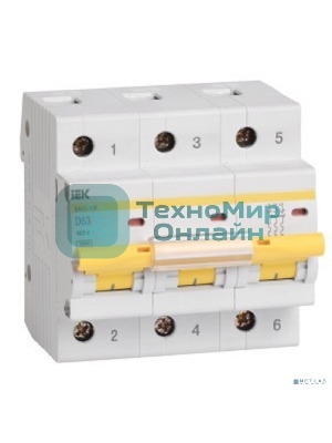Выключатель автоматический модульный 3п D 100А 10кА ВА47-100 IEK MVA40-3-100-D