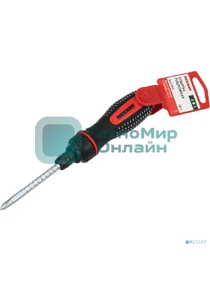 Отвертка реверсивная комбинированная Rexant двухсторонний стержень 120 мм (крестовая PH 2, шлицевая SL 6 мм), двухкомпонентная рукоятка