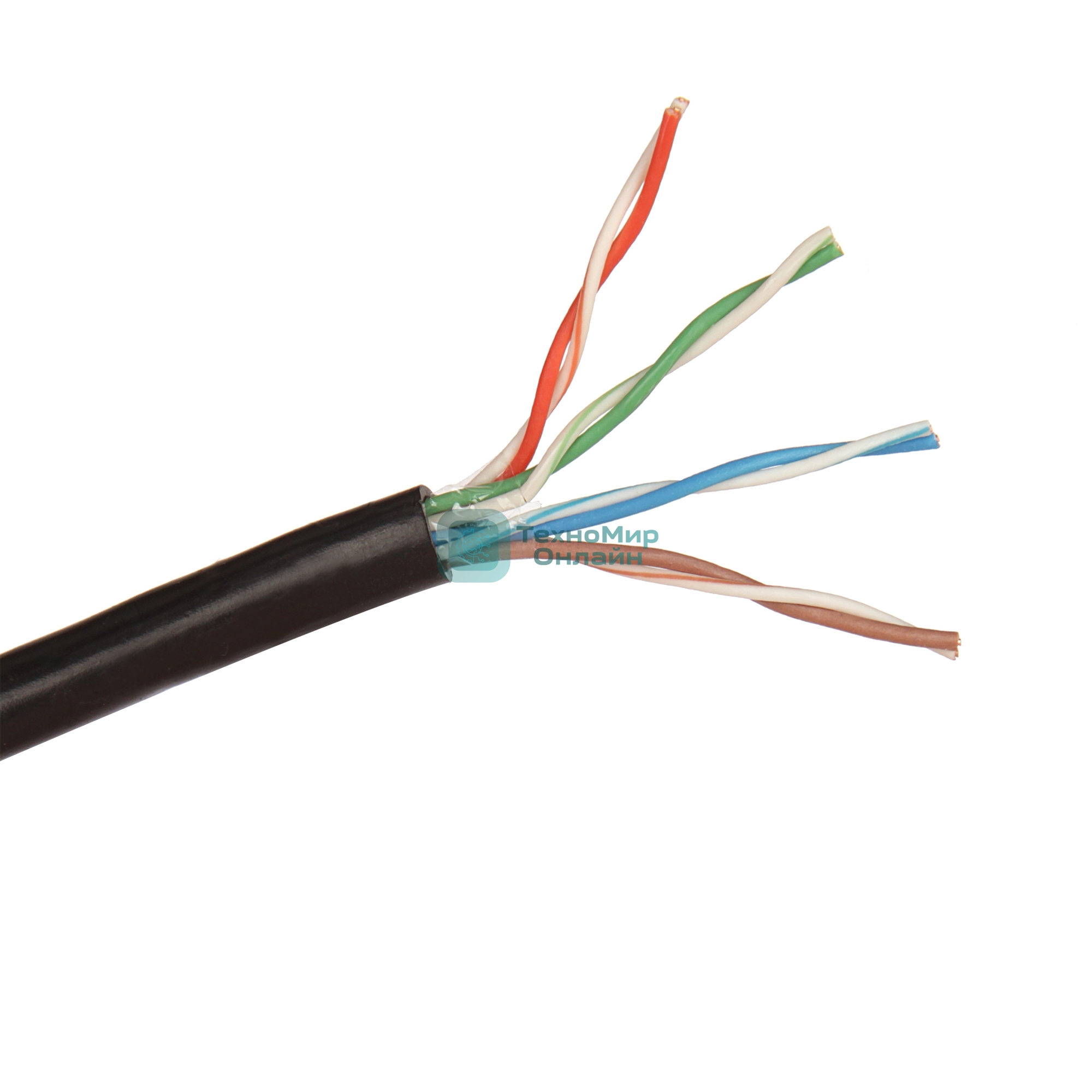 Кабель UTP 4 пары кат.5e Exegate медь, внешн. прокладка, без троса, бухта 305м, черный, PE