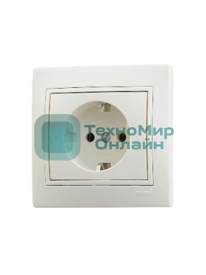 Розетка 1-м СП Мира керам. с заземл. крем/крем. Lezard 701-0303-122