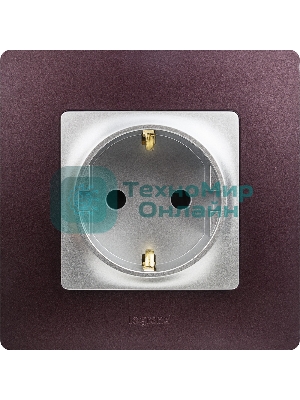 Розетка 672422 Legrand Розетка 2К+З со шторками - немецкий стандарт - винтовые зажимы - 16 А - 250 В - Etika - алюминий