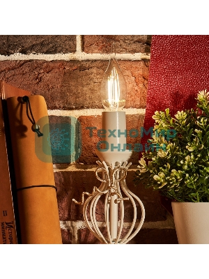 Лампа светодиодная филаментная Rexant Свеча на ветру CN37 7.5 Вт 600 Лм 4000K E14 диммируемая, прозрачная колба