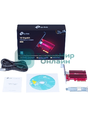 Сетевой адаптер 10 Gigabit PCI-E network adapter, 1 PCI Express 3.0 X4 interface, 1 100/1000/10000Mbps Ethernet port, come with Low-Profile and Full-Height Brackets