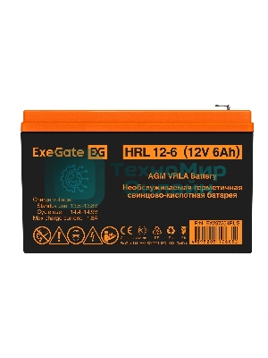 Аккумуляторная батарея ExeGate HRL 12-6 (12V 6Ah 1224W, клеммы F2)