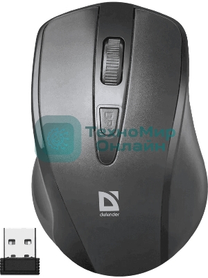 Мышь беспроводная Defender Datum MM-265 черный, 1600 dpi, радиоканал, USB, кнопки - 4