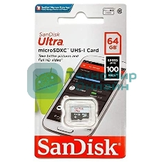 Флеш карта microSD 64Gb SanDisk microSDXC Class 10 Ultra UHS-I 100Mb/s