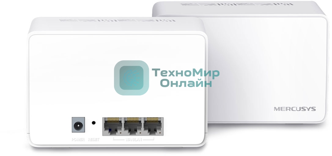 Домашняя Mesh Wi‑Fi система AX3000 Whole Home Mesh Wi-Fi 6 SystemSPEED: 574 Mbps at 2.4 GHz + 2402 Mbps at 5 GHzSPEC: Internal Antennas, 3× Gigabit Ports per Unit (WAN/LAN auto-sensing), 1024-QAM, OFDMA, HE160FEATURE: MERCUSYS APP, Router/AP Mode, One Unified Network, Seaml