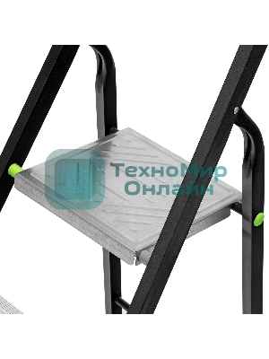 Стремянка Сибртех 3 ступени, стальной профиль, алюминиевые ступени