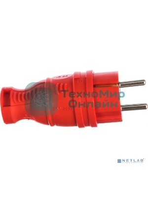 Вилка каучуковая ЭРА з/з прямая 16А IP44 красн. V8-RED-IP44