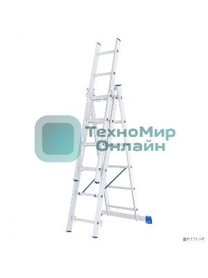 Лестница Сибртех, 3 х 6 ступеней, алюминиевая, трехсекционная
