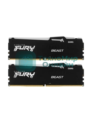 Оперативная память Kingston Fury Beast, DDR5, 32Gb (2x16Gb), 6000MHz, CL36, DIMM, с радиаторами, RGB, черный