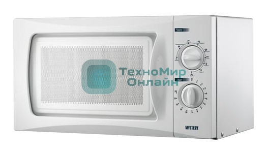Микроволновая печь Mystery MMW-2009G белый, 20 л, 700 Вт, переключатели - поворотный механизм