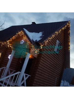 Гирлянда Neon-night Айсикл (бахрома) светодиодный, 4,8 х 0,6 м, прозрачный провод, диоды теплый белый, 176 LED