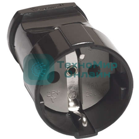 Штепсель с заземл. черный 16А 250В (еврослот) UNIVersal А1020