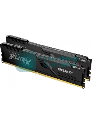 Оперативная память Kingston Fury Beast, DDR4, 64GB (2x32GB), 3600MHz, CL18, DIMM, с радиатором, черный