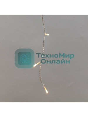 Гирлянда светодиодная Neon-night Айсикл (бахрома) 25х0,6м, c эффектом мерцания, прозрачный провод, IP44, 230В, диоды теплые белые, 588 LED
