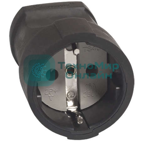 Штепсель с заземл. ПВХ-облив черный 16А 250В (еврослот) UNIVersal ОА1020