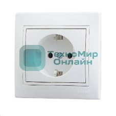 Розетка 1-м СП Мира керам. с заземл. белый/белый Lezard 701-0202-122