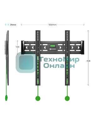 Кронштейн ONKRON FM5/32-55'' макс 400x400 наклон 0º от стены: 29мм макс вес 56,8кг