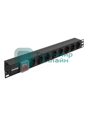 Блок розеток горизонтальный ExeGate ServerPro PDU-19H801 Al-8S-C14-SW, 19