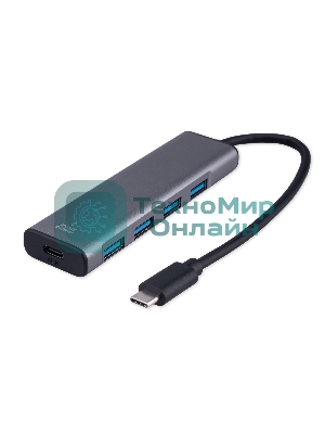 Разветвитель USB3.1 Gembird UHB-U3P7-02, 7хUSB, с доп.питанием (порт Type-C), OTG, кабель Type-C 19см, алюминий, коробка