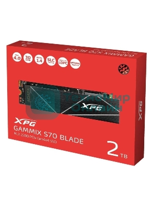 Накопитель SSD ADATA XPG GAMMIX BLADE S70, 2Tb, PCIe 4.0 x4, M.2 2280, NVMe, R/W 7400/6400