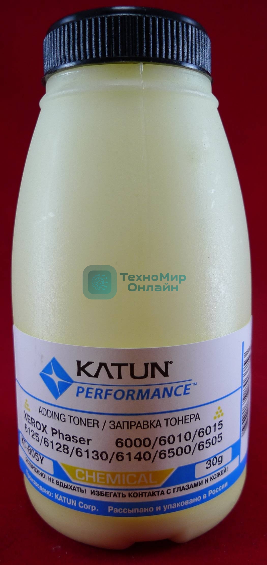 Тонер Xerox Phaser 6000/6010/6015/6125/6128/6130/6140/6500/6505Yellow, химический (фл.30г.) Katun фас. России