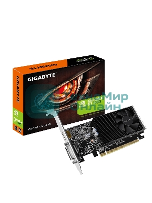 Видеокарта Gigabyte GV-N1030D4-2GL NVidia GeForce GT 1030, 2Gb DDR4/64-bit, PCI-Ex16 3.0, DVI-Dx1, HDMI2.0bx1, LP, 2-slot cooler, Retail
