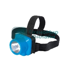 Фонарь налобный аккумуляторный LED5375 220В 0.4Вт LED 2 реж. пластик голуб. Ultraflash 14252