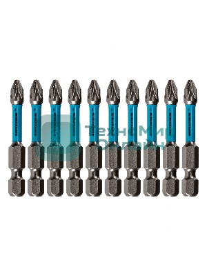 Набор бит торсионных Gross PZ2x50 мм, для ударных шуруповертов, 10 шт.