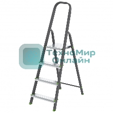 Стремянка Сибртех 4 ступени, стальной профиль, алюминиевые ступени