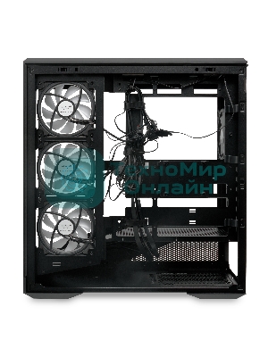 Компьютерный корпус без блока питания HSPD F711-TGbK-ARGB, Panoramic Full Tower, черный, TG, 0.7 SPCC, 4x120мм ARGB ATX, mATX, mITX 190/420/280мм 2x2.5