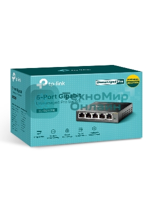 Коммутатор сетевой TP-Link SMB TL-SG105E 5-Port Gigabit Desktop Easy Smart Switch, 5 10/100/1000Mbps RJ45 ports, MTU/Port/Tag-based VLAN, QoS, IGMP Snooping